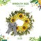 22 inch sunflower wreath for front door, designed for spring and summer décor with a welcoming style and decorative bow, perfect for farmhouse porch, wall, or window display, suitable for indoor and outdoor use and ideal as a housewarming gift